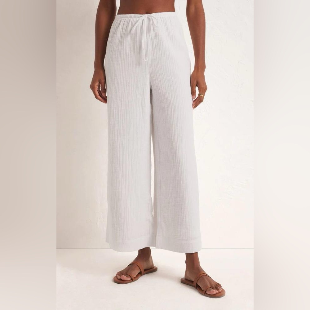 Z Supply White Wide Leg Gauze Pull-On Pants